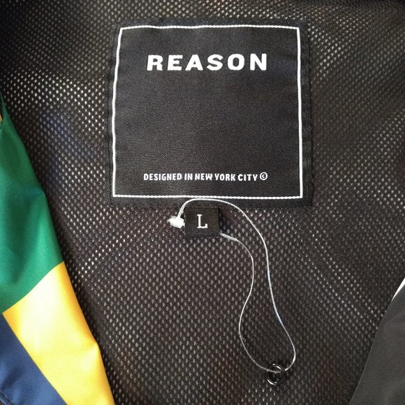 REASON Brand‎ Windbreaker Jacket Men's L Multicolor Abstract 1/4 Zip Hood Lining - Picture 11 of 14